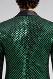 Shawl Revers Smaragdgroen Eenknoops Herenbalblazer