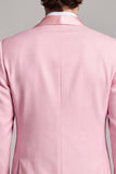 Dubbelgerijzig roze sjaal revers herenbalblazer