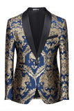 Marineblauw Eenknoops Sjaal Revers Herenbalblazer