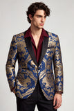 Marineblauw Eenknoops Sjaal Revers Herenbalblazer