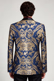 Marineblauw Eenknoops Sjaal Revers Herenbalblazer