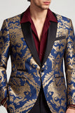 Marineblauw Eenknoops Sjaal Revers Herenbalblazer