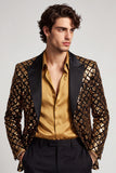 Sparkly Golden Sequins Peak Revers Heren Prom Blazer