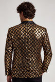 Sparkly Golden Sequins Peak Revers Heren Prom Blazer