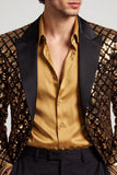 Sparkly Golden Sequins Peak Revers Heren Prom Blazer