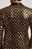 Sparkly Golden Sequins Peak Revers Heren Prom Blazer