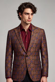 Bruinrood Eenknoops Revers Herenbalblazer