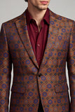 Bruinrood Eenknoops Revers Herenbalblazer