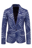Grijsblauw Eenknoop Herenbalblazer met een hak