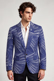 Grijsblauw Eenknoop Herenbalblazer met een hak