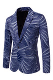 Grijsblauw Eenknoop Herenbalblazer met een hak