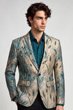 Donkergroen en goud Eenknoop Revers Herenbalblazer