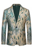 Donkergroen en goud Eenknoop Revers Herenbalblazer
