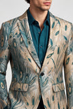 Donkergroen en goud Eenknoop Revers Herenbalblazer