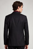 Zwarte Peak Revers Eenknoops Geborduurde Herenbalblazer