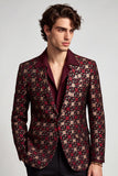 Eenknoop Sjaal Revers Bordeaux Herenbalblazer