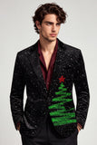 Glitter met inkepingen Zwart Herenbalblazer met één knoop
