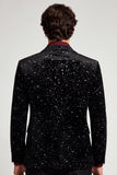 Glitter met inkepingen Zwart Herenbalblazer met één knoop