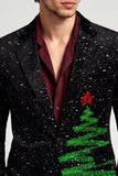 Glitter met inkepingen Zwart Herenbalblazer met één knoop