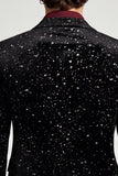 Glitter met inkepingen Zwart Herenbalblazer met één knoop