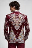 Kerstdruk, bordeauxrood met inkepingen en één knoop herenbalblazer