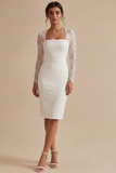 Witte Midi Bodycon bloementrouwjurk met kant