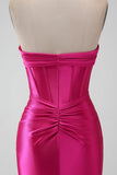 Fuchsia Bodycon Sweetheart satijnen korset korte Homecoming Jurk