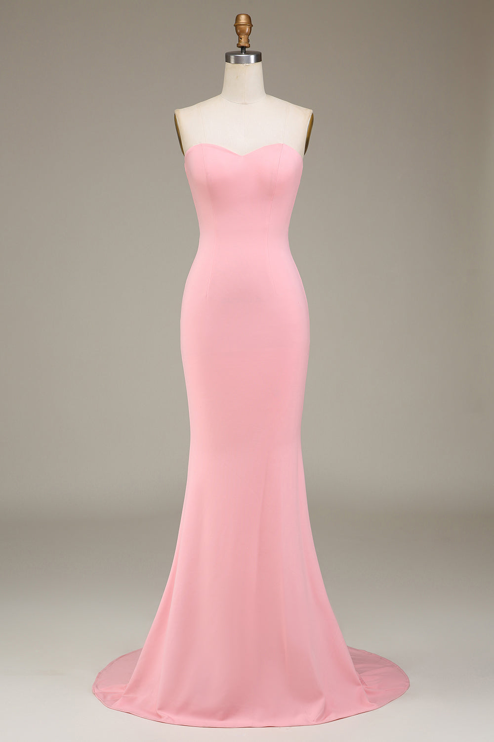 Blozen roze zeemeermin Sweetheart satijnen lange bruidsmeisje jurk