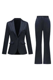 Grijs Roze Peak Revers Satijn Slim Fit Dames Pakken