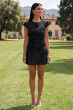 Gele rondhals bodycon homecomingjurk met 3D-bloemen