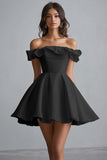 Off The Shoulder A Line Mini Witte Afstuderen Jurk