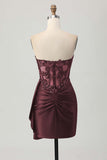 Sprankelende donkergroene strapless korset pailletten bodycon homecoming jurk met slinger