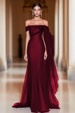 Cabernet Off The Shoulder Zeemeermin Tule Lange Militaire Bal Jurk