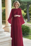 Geplooide Lila A Line Chiffon Moeder van de Bruid Jurk