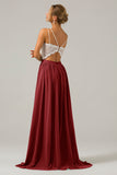 Eucalyptus Open Back Boho Chiffon lange bruidsmeisje jurk met kant