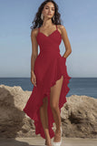 Witte Spaghetti Straples Ruched Gegolfde Graduatie Jurk met Split