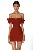 Off The Shoulder Witte Bodycon Satijnen Afstuderen Jurk