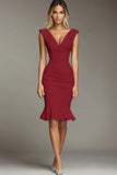 Witte V-hals Bodycon Korte Formele Jurk
