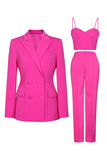 Hot Pink Peak revers 3-delige dames Prom Suits