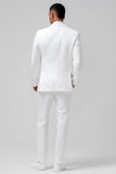 Witte Slim Fit Peak Lapel Jacquard Double Breasted 2-delige herenpakken