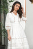 Afbeelding in Gallery-weergave laden, Witte 3/4 mouwen Boho Engagement Party jurk met kant