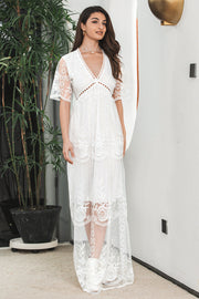 Witte Boho Maxi Lace Formele Feestjurk