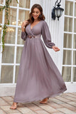 Bordeauxrode Appliqued A Line Chiffon Koorjurk met lange mouwen