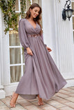 Bordeauxrode Appliqued A Line Chiffon Koorjurk met lange mouwen