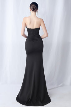 Zwarte zeemeermin Sweetheart lange formele jurk met split
