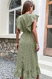 V Hals Hoge Taille Groene Zomerjurk