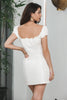 Afbeelding in Gallery-weergave laden, Sheath Single Breasted Lace-Up Little White Dress Met Pofmouwen