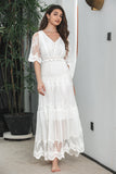 Witte A Line Lange Boho Lace Engagement Party Jurk