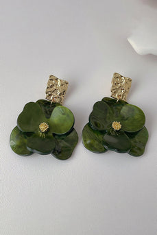 Groene acryl bloemvorm oorbellen