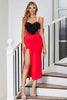 Afbeelding in Gallery-weergave laden, Rode Bodycon Spaghetti Staps Party Dress met 3D Bloem